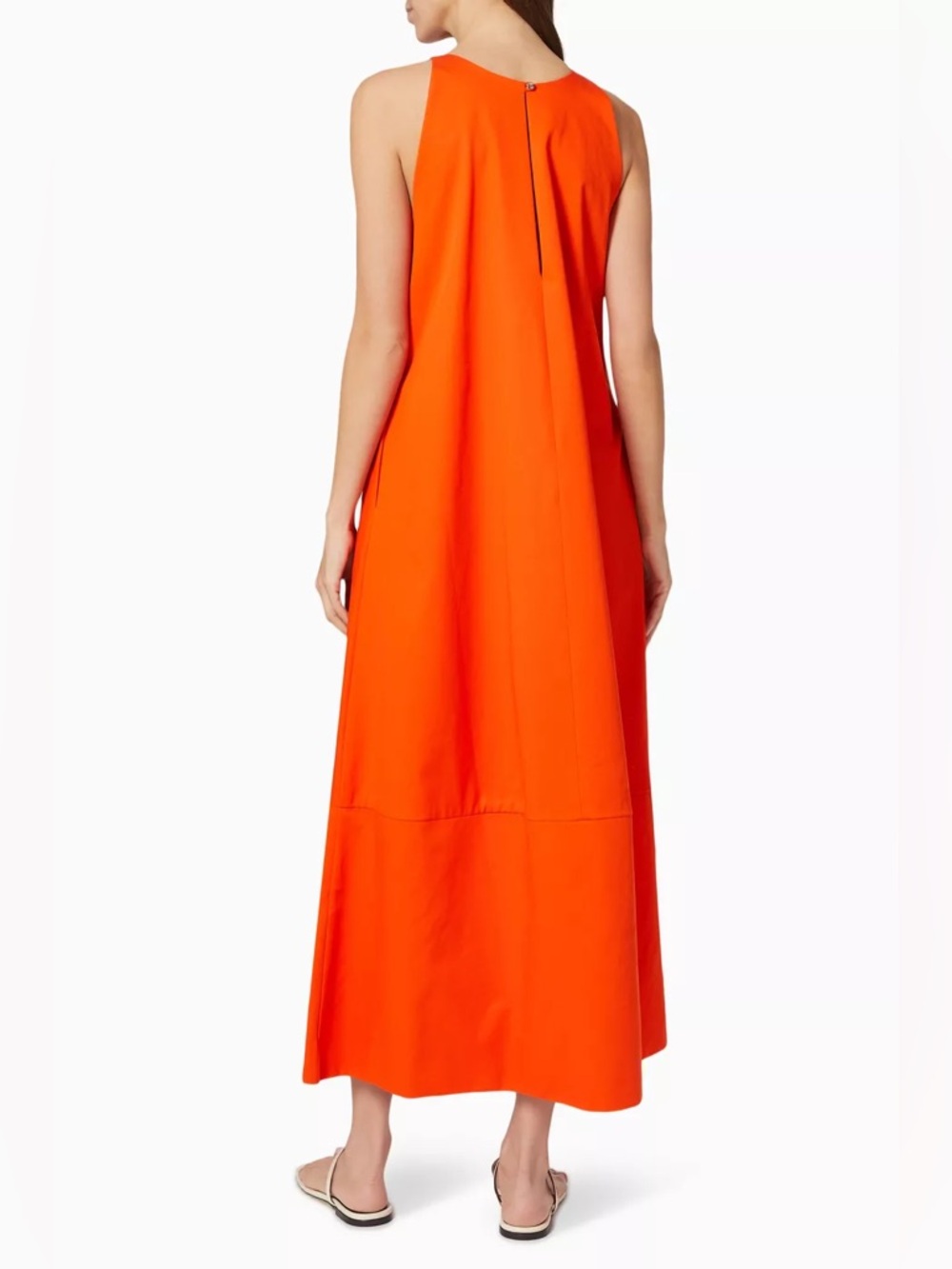 Bird & Knoll Orange Maxi Dress Sleeveless A-Line Minimalist Size L Flowy Chic - Picture 4 of 14